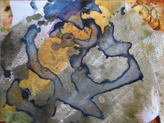 Dye on goat skin in the making of Sunshine Cake by Beatrix Bosch